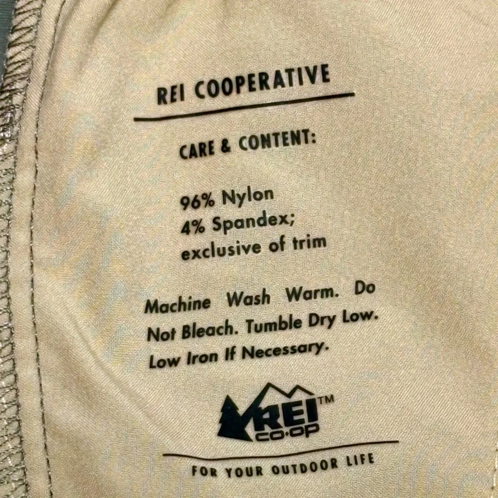 REI Small Co-op Hiking Shorts Green Activewear Nylon Spandex Drawstring Pockets